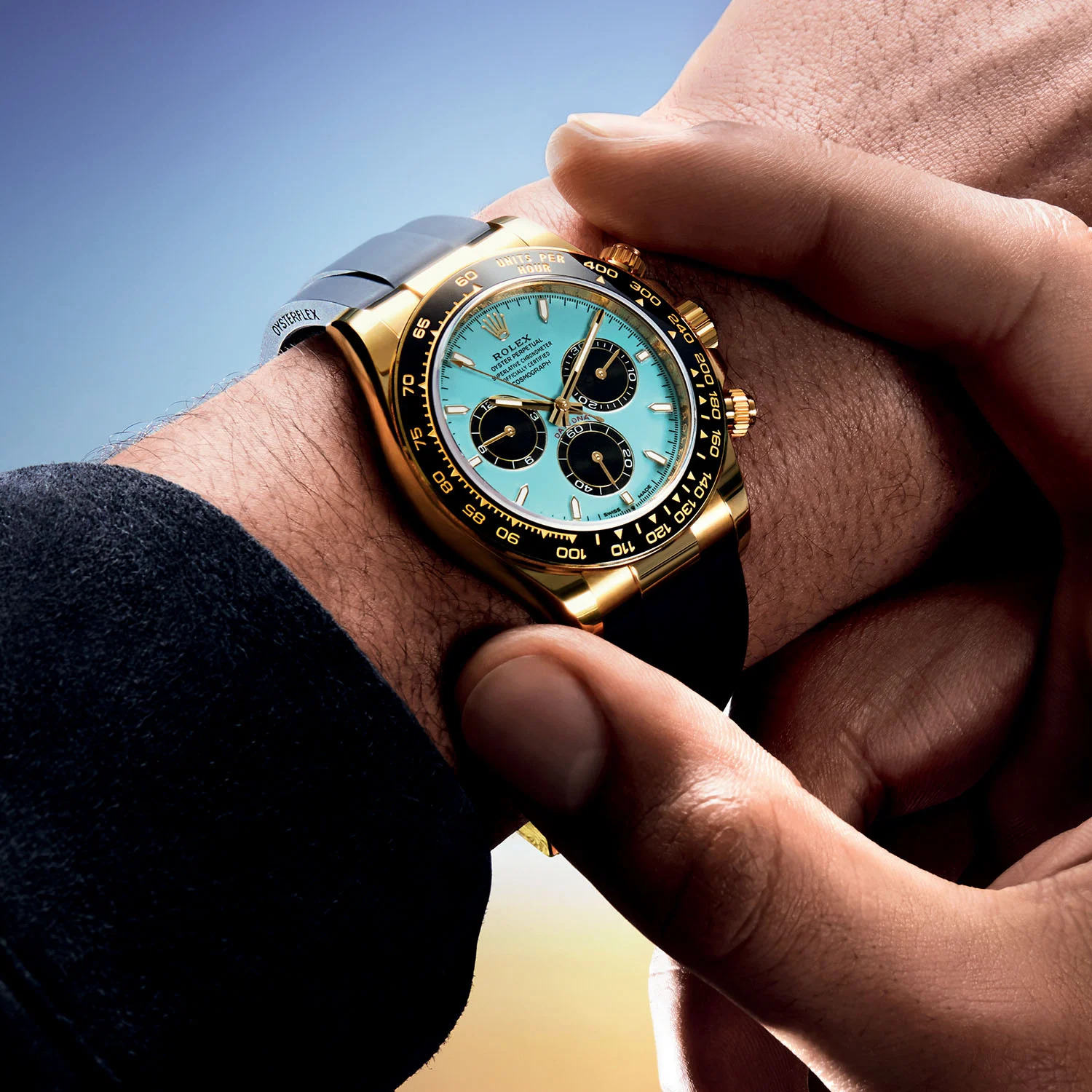 Rolex Daytona Yellow Gold with Turquoise Blue Lacquer Dial 126518LN Replica